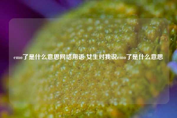 emo了是什么意思网络用语 女生对我说emo了是什么意思